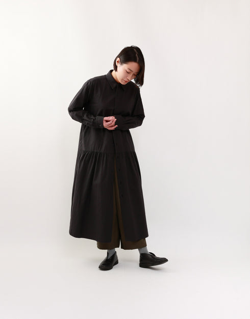 コットンウールの4ギャザーシャツドレス